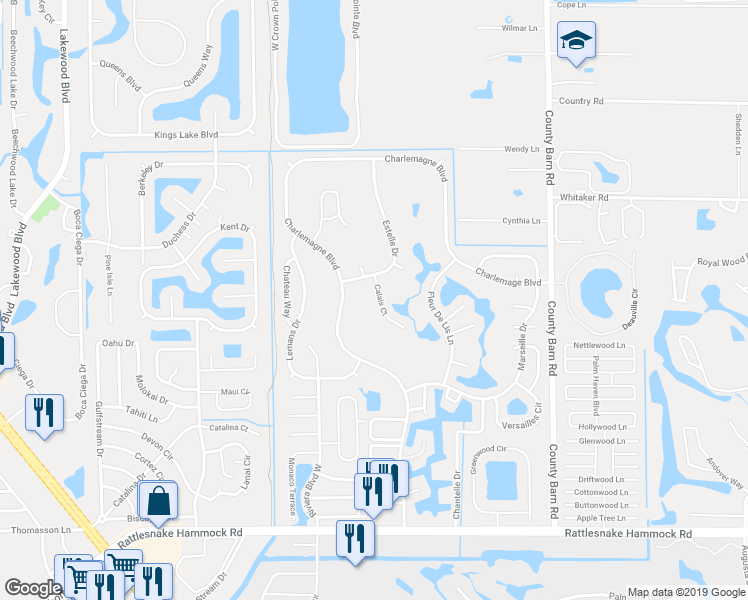 map of restaurants, bars, coffee shops, grocery stores, and more near 109 Calais Court in Naples