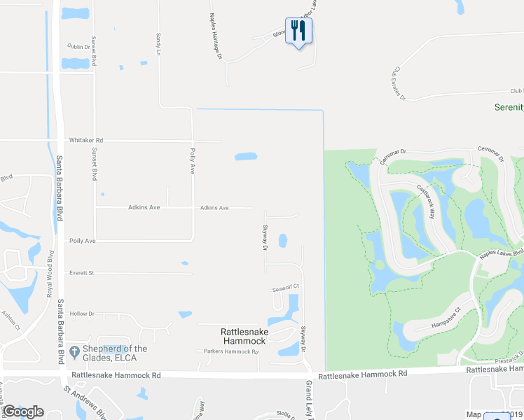 map of restaurants, bars, coffee shops, grocery stores, and more near 3940 Skyway Drive in Naples