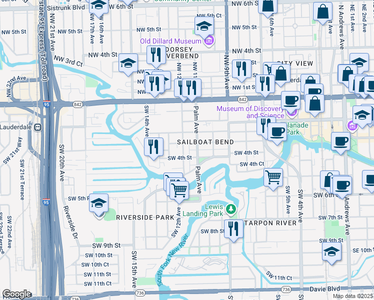 map of restaurants, bars, coffee shops, grocery stores, and more near 316 Seminole Avenue in Fort Lauderdale
