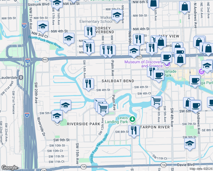 map of restaurants, bars, coffee shops, grocery stores, and more near 316 Seminole Avenue in Fort Lauderdale