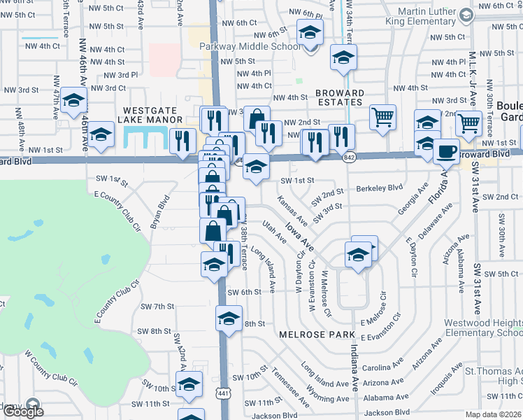 map of restaurants, bars, coffee shops, grocery stores, and more near 233 Iowa Avenue in Fort Lauderdale