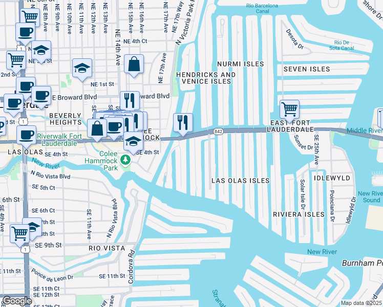 map of restaurants, bars, coffee shops, grocery stores, and more near 408 Bontona Avenue in Fort Lauderdale