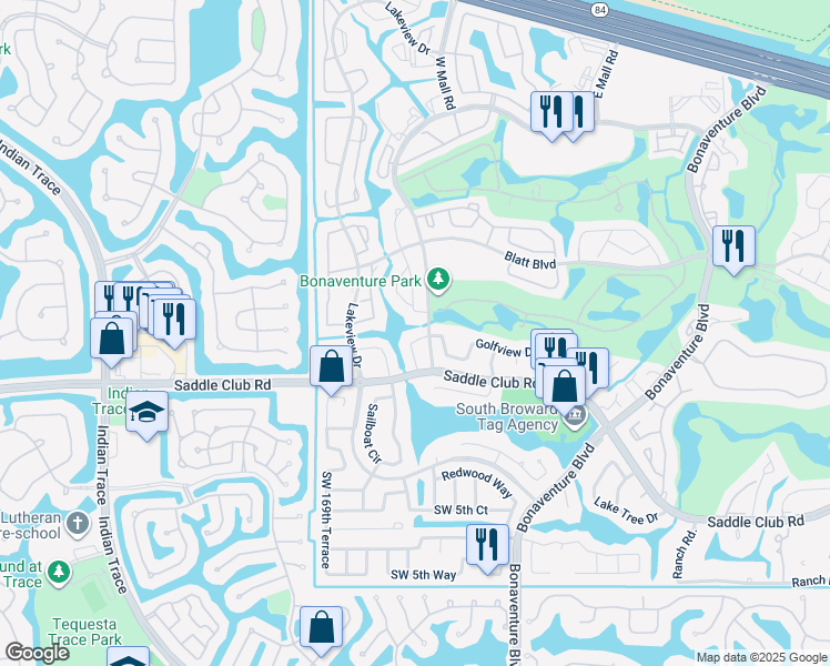 map of restaurants, bars, coffee shops, grocery stores, and more near 693 Racquet Club Road in Weston
