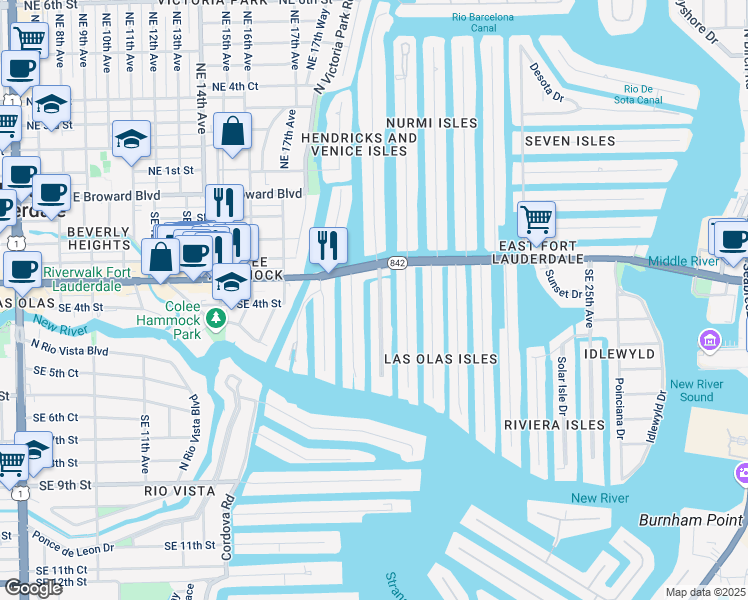 map of restaurants, bars, coffee shops, grocery stores, and more near 408 Bontona Avenue in Fort Lauderdale