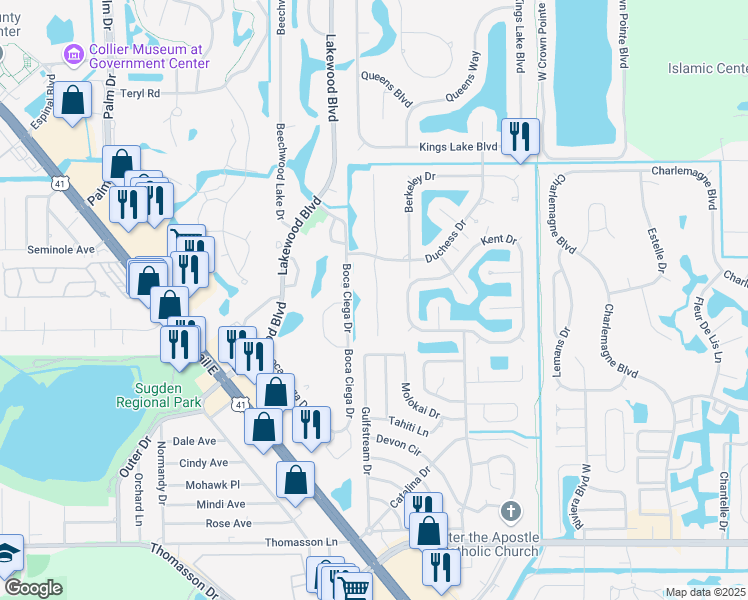 map of restaurants, bars, coffee shops, grocery stores, and more near 3712 Kent Drive in Naples