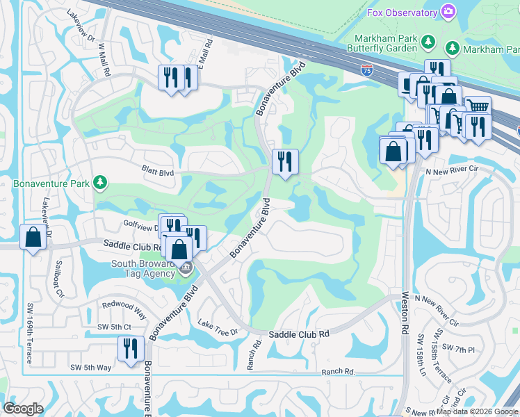 map of restaurants, bars, coffee shops, grocery stores, and more near 201 Mallory Court in Weston