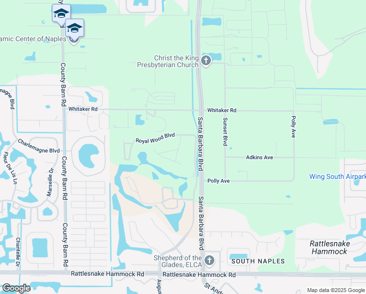 map of restaurants, bars, coffee shops, grocery stores, and more near 3535 Royal Wood Boulevard in Naples