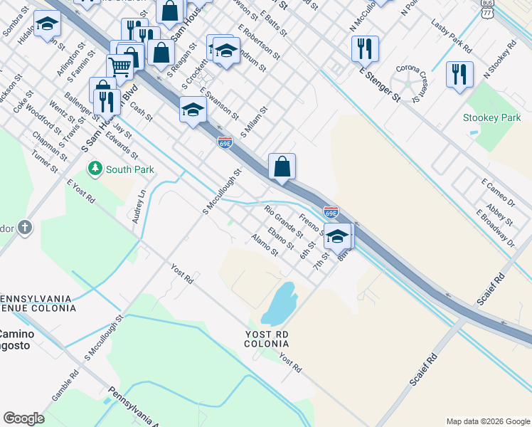map of restaurants, bars, coffee shops, grocery stores, and more near 1st St in San Benito