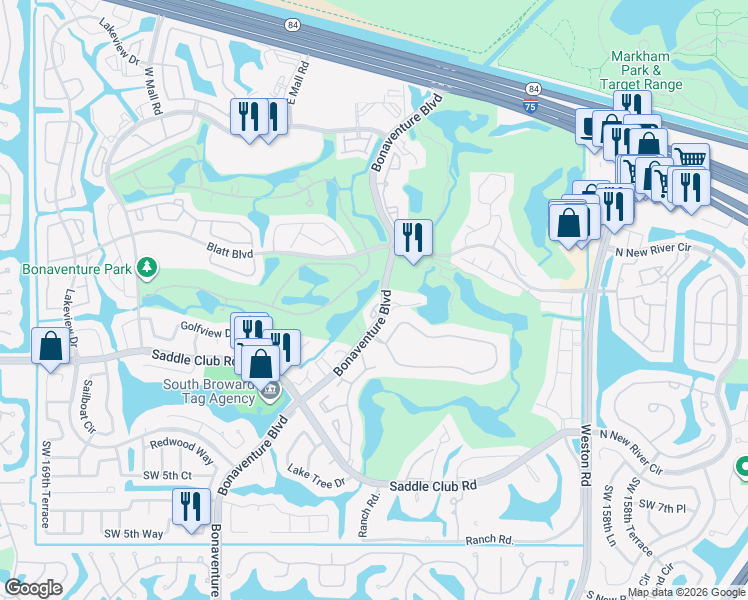 map of restaurants, bars, coffee shops, grocery stores, and more near 201 Mallory Court in Weston