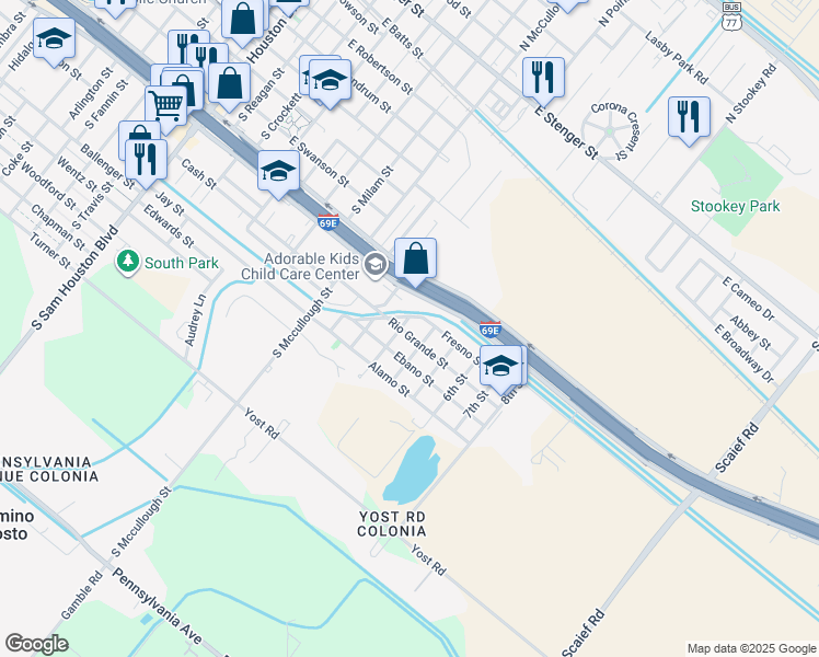 map of restaurants, bars, coffee shops, grocery stores, and more near 1st St in San Benito