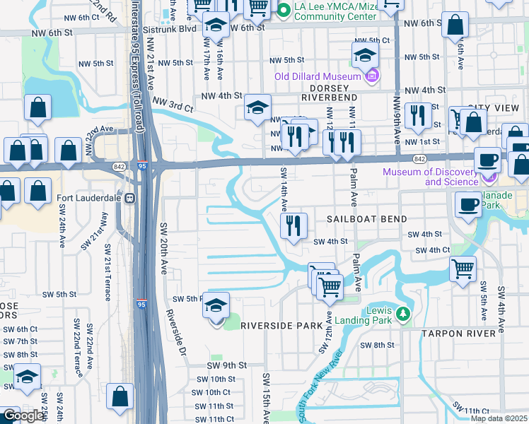 map of restaurants, bars, coffee shops, grocery stores, and more near 1500 Argyle Drive in Fort Lauderdale