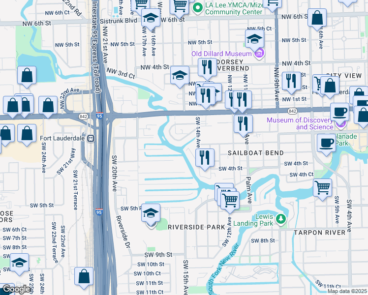 map of restaurants, bars, coffee shops, grocery stores, and more near 1500 Argyle Drive in Fort Lauderdale