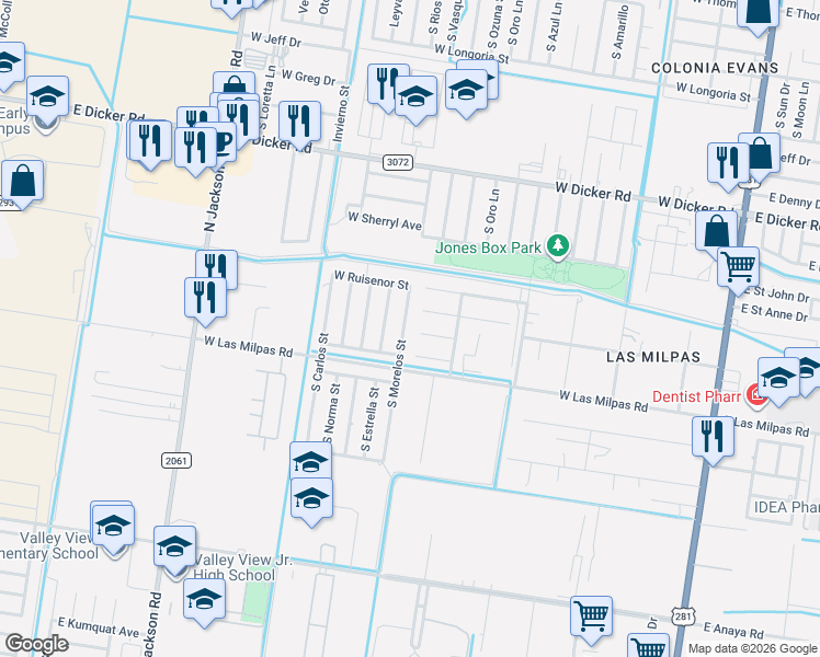 map of restaurants, bars, coffee shops, grocery stores, and more near 7906 South Morelos Street in Pharr