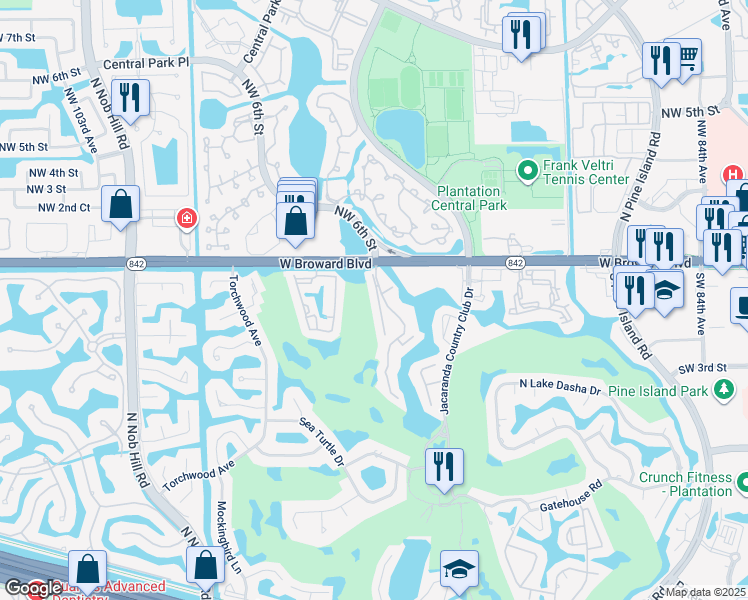 map of restaurants, bars, coffee shops, grocery stores, and more near 41 Southwest 94 Terrace in Plantation