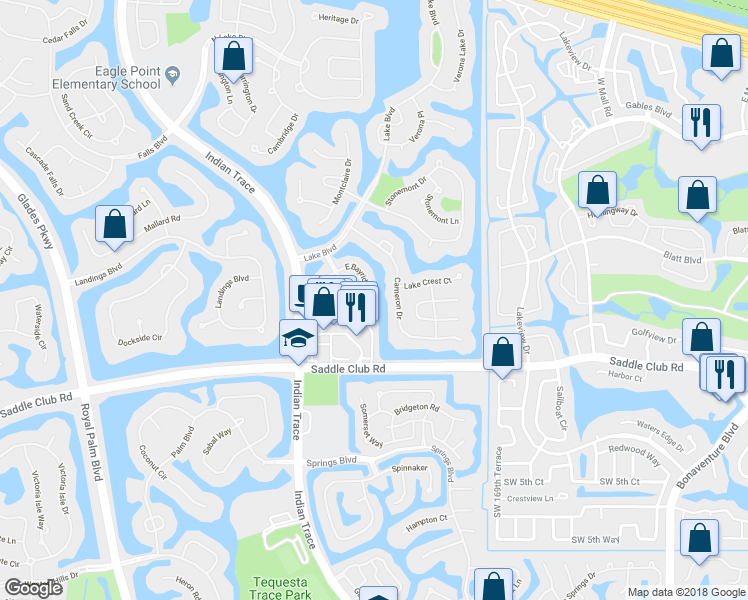 map of restaurants, bars, coffee shops, grocery stores, and more near 229 East Bayridge Drive in Weston