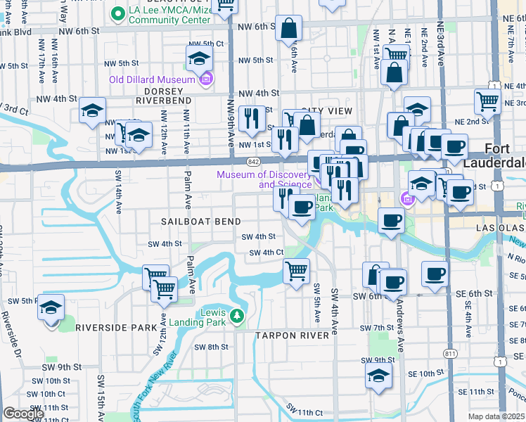 map of restaurants, bars, coffee shops, grocery stores, and more near 712 Southwest 2nd Court in Hallandale Beach