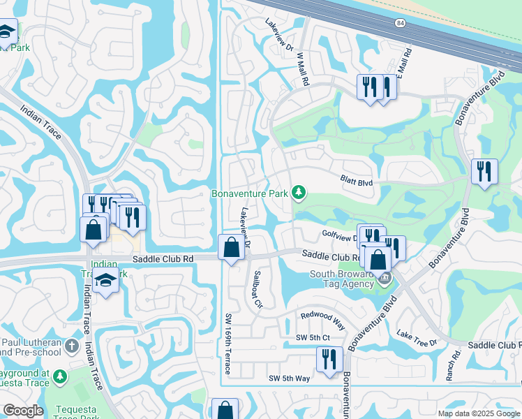 map of restaurants, bars, coffee shops, grocery stores, and more near 567 Racquet Club Road in Weston