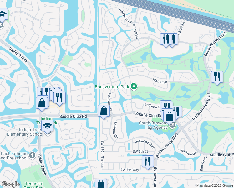 map of restaurants, bars, coffee shops, grocery stores, and more near 567 Racquet Club Road in Weston