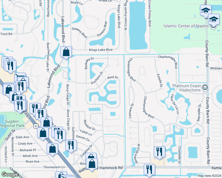 map of restaurants, bars, coffee shops, grocery stores, and more near 5230 Malvern Court in Naples