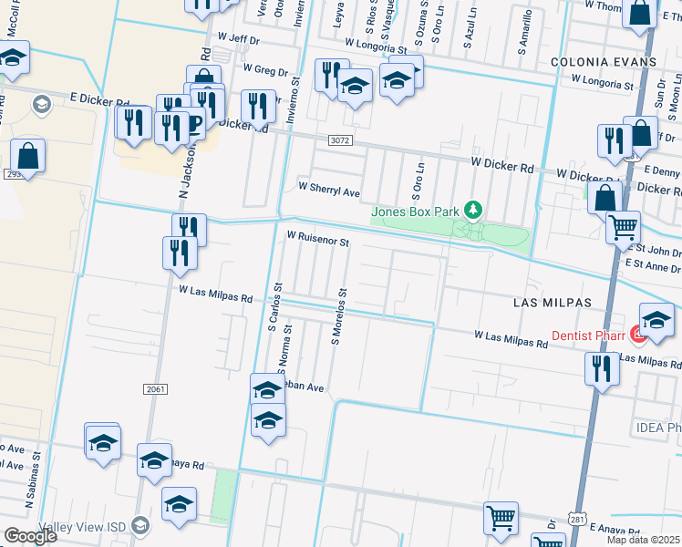 map of restaurants, bars, coffee shops, grocery stores, and more near 7906 South Morelos Street in Pharr