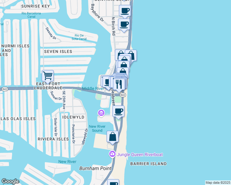 map of restaurants, bars, coffee shops, grocery stores, and more near in Fort Lauderdale