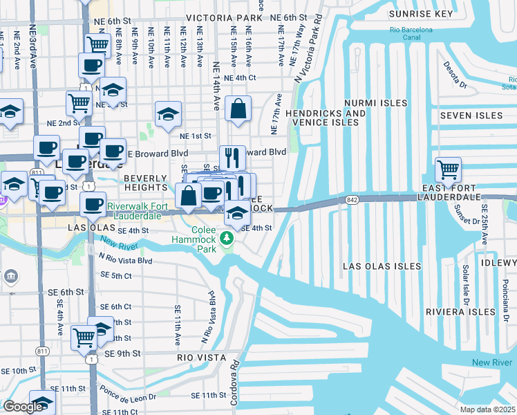 map of restaurants, bars, coffee shops, grocery stores, and more near in Fort Lauderdale