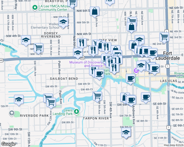 map of restaurants, bars, coffee shops, grocery stores, and more near 712 Southwest 2nd Court in Hallandale Beach
