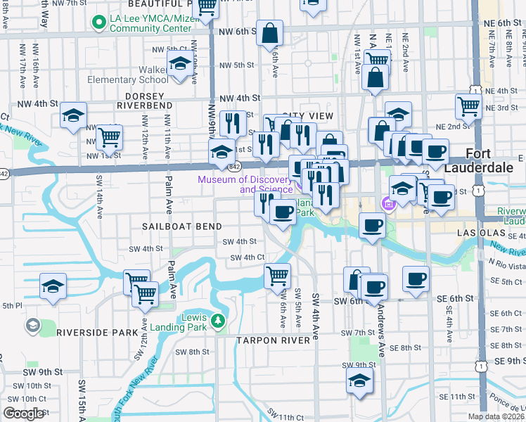 map of restaurants, bars, coffee shops, grocery stores, and more near 712 Southwest 2nd Court in Hallandale Beach