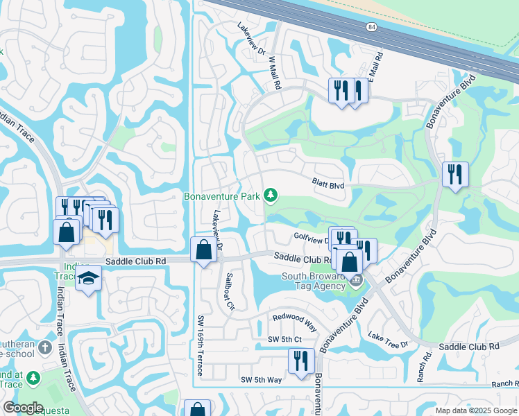 map of restaurants, bars, coffee shops, grocery stores, and more near 507 Racquet Club Road in Weston