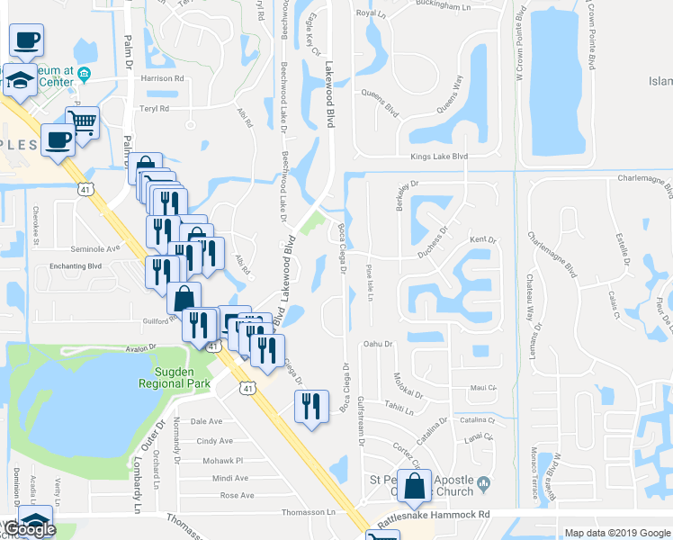 map of restaurants, bars, coffee shops, grocery stores, and more near 3183 Boca Ciega Drive in Naples