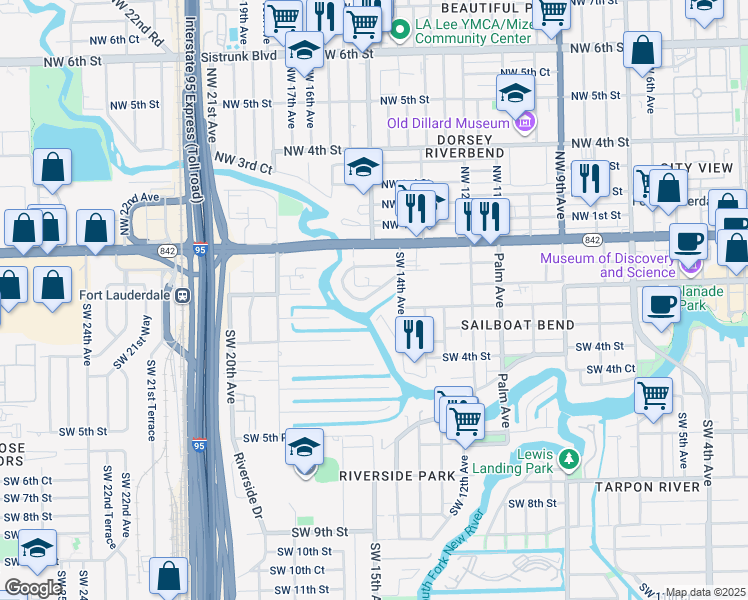 map of restaurants, bars, coffee shops, grocery stores, and more near 1500 Argyle Drive in Fort Lauderdale