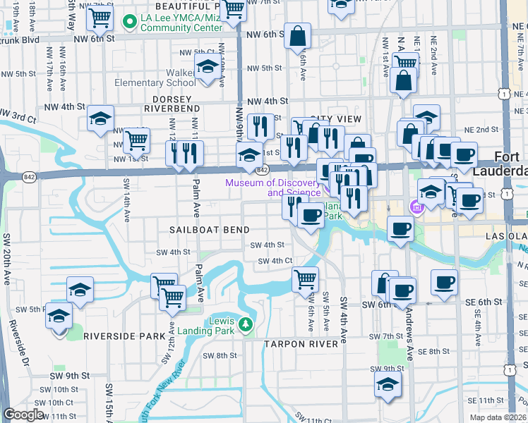 map of restaurants, bars, coffee shops, grocery stores, and more near 812 Middle Street in Fort Lauderdale