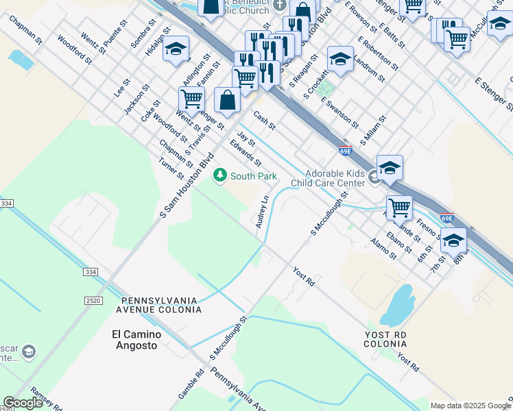 map of restaurants, bars, coffee shops, grocery stores, and more near 152 Audrey Ln in San Benito