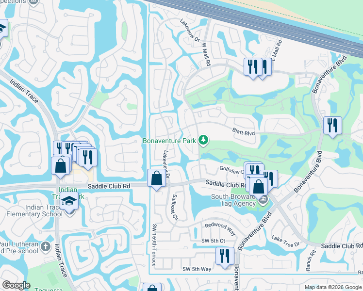 map of restaurants, bars, coffee shops, grocery stores, and more near 567 Racquet Club Road in Weston