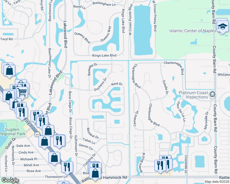 map of restaurants, bars, coffee shops, grocery stores, and more near 5230 Malvern Court in Naples