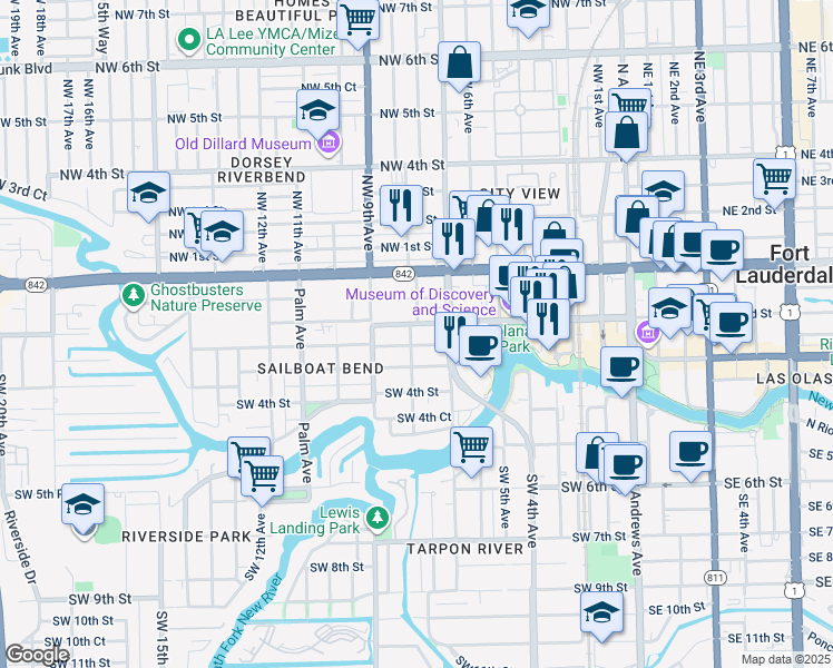 map of restaurants, bars, coffee shops, grocery stores, and more near 712 Southwest 2nd Court in Hallandale Beach