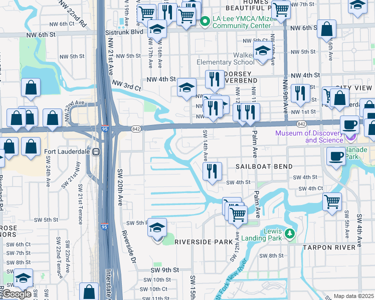 map of restaurants, bars, coffee shops, grocery stores, and more near 1507 Argyle Drive in Fort Lauderdale