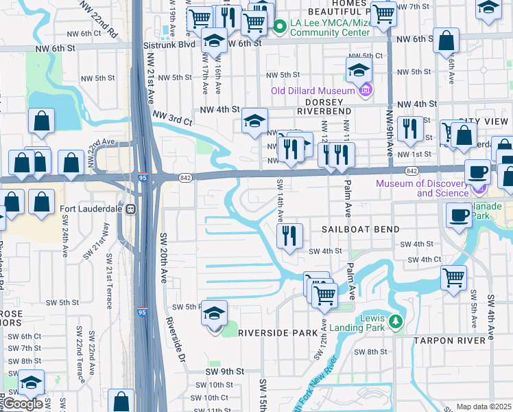 map of restaurants, bars, coffee shops, grocery stores, and more near 1500 Argyle Drive in Fort Lauderdale