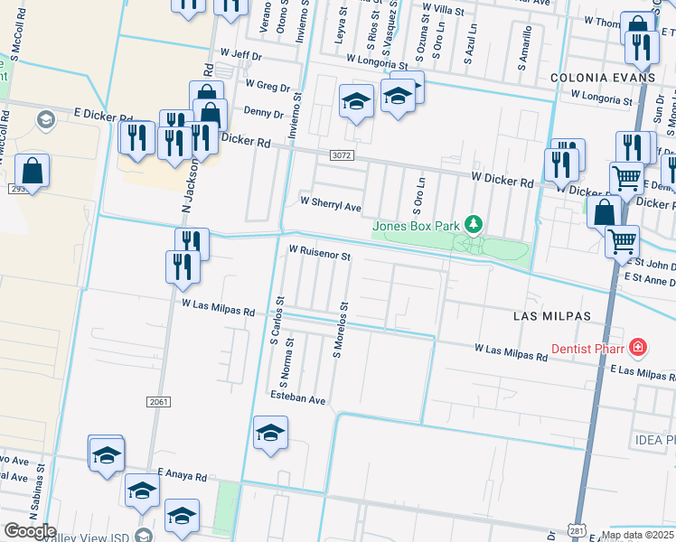 map of restaurants, bars, coffee shops, grocery stores, and more near 7906 South Morelos Street in Pharr