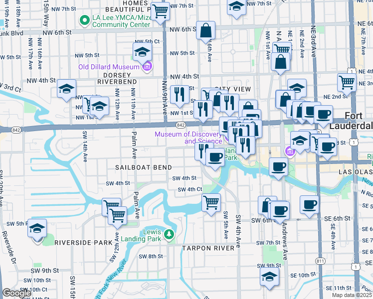 map of restaurants, bars, coffee shops, grocery stores, and more near 712 Southwest 2nd Court in Hallandale Beach