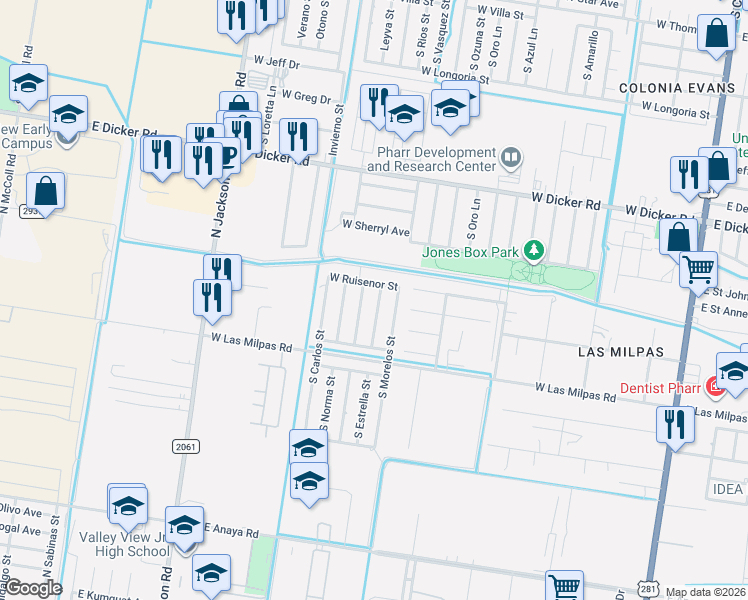 map of restaurants, bars, coffee shops, grocery stores, and more near 7906 South Morelos Street in Pharr
