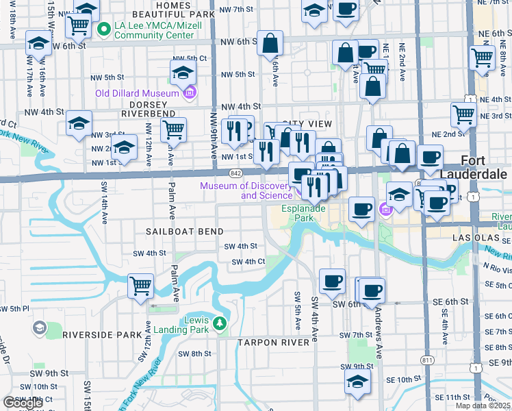 map of restaurants, bars, coffee shops, grocery stores, and more near in Fort Lauderdale