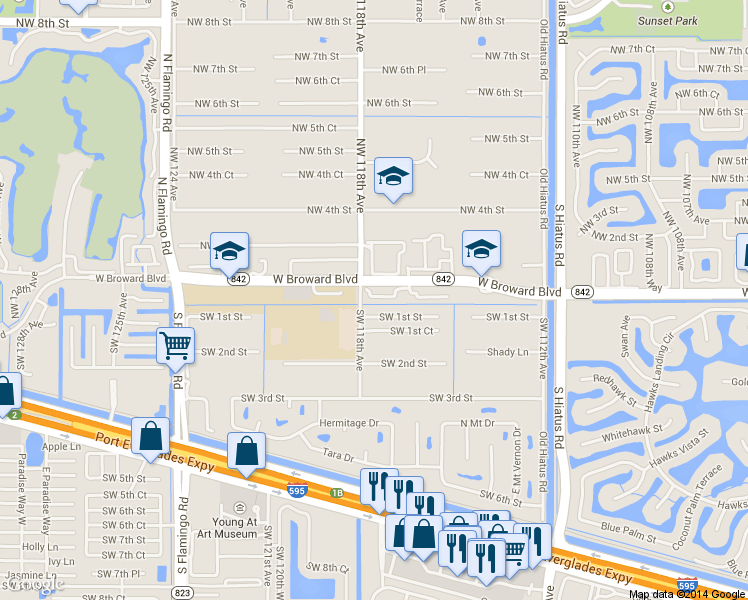 map of restaurants, bars, coffee shops, grocery stores, and more near 11753 Terra Bella Boulevard in Plantation