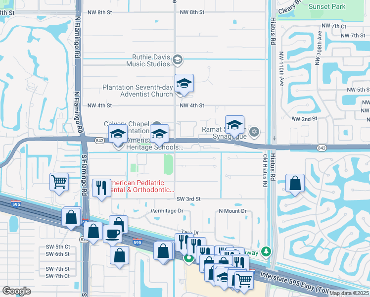 map of restaurants, bars, coffee shops, grocery stores, and more near 11753 Terra Bella Boulevard in Plantation