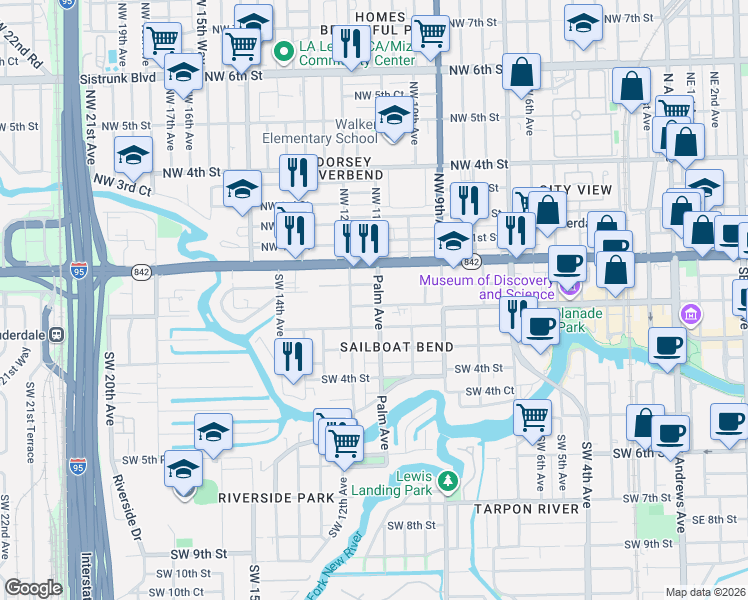 map of restaurants, bars, coffee shops, grocery stores, and more near 1116 Arpeika Street in Fort Lauderdale