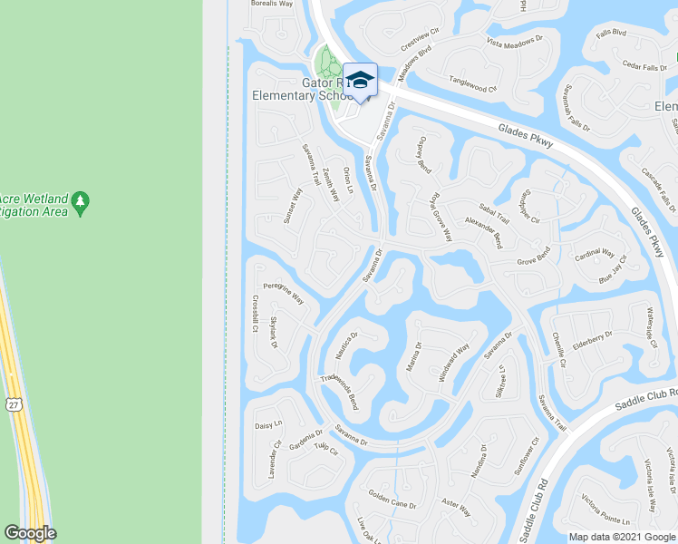 map of restaurants, bars, coffee shops, grocery stores, and more near 1305 Majesty Terrace in Weston