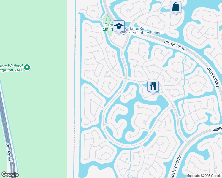 map of restaurants, bars, coffee shops, grocery stores, and more near 1342 Plumosa Way in Weston