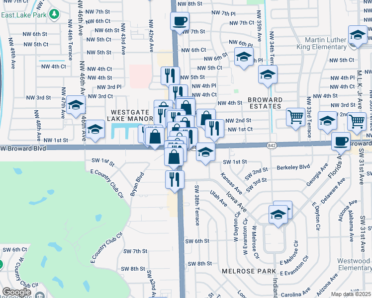 map of restaurants, bars, coffee shops, grocery stores, and more near in Davie