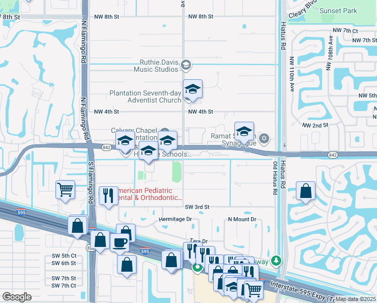 map of restaurants, bars, coffee shops, grocery stores, and more near 11753 Terra Bella Boulevard in Plantation