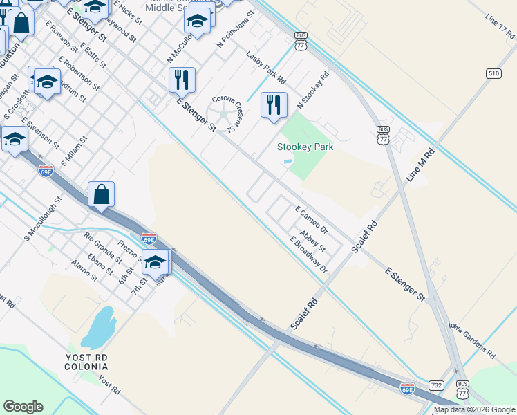 map of restaurants, bars, coffee shops, grocery stores, and more near 164 Lantana Circle in San Benito